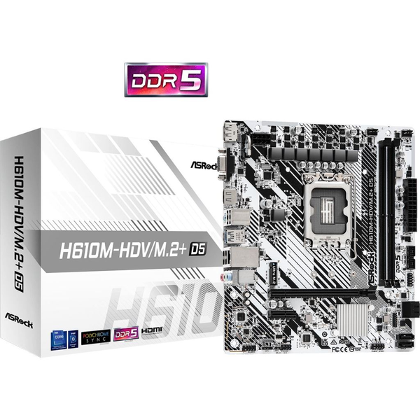 Дънна платка ASRock H610M-HDV/M.2+ D5, LGA1700, DDR5, mATX