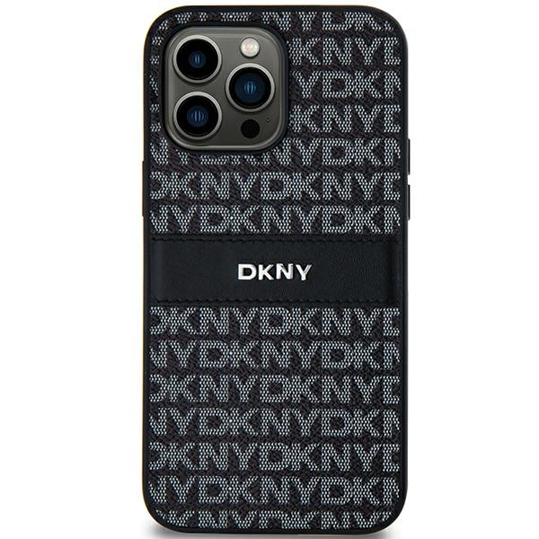 DKNY Samsung S24 Ultra / S928 Ismétlődő mintás PU Bőr Telefon tok - Fekete (DKHCS24LPRTHSLK)