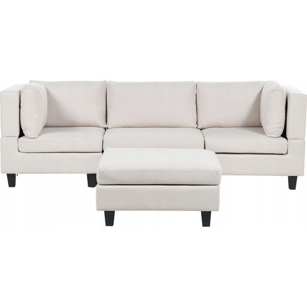 Sofá Modular Moderno 3 Plazas Tapizado Tela Poliéster Respaldo Acolchado Con Otomana Beige Claro Unstad - Beige