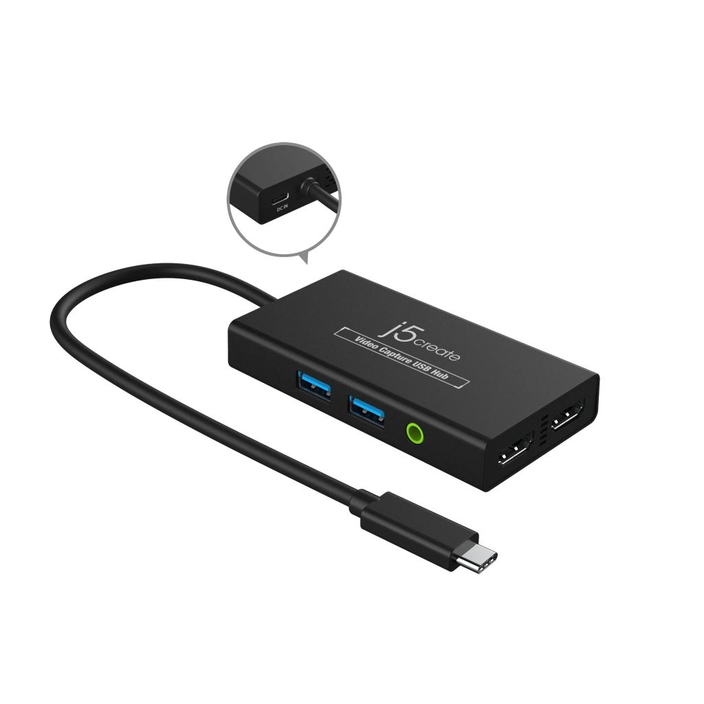 J5create JVA01-N Video Capture USB-C Hub fekete (JVA01-N)