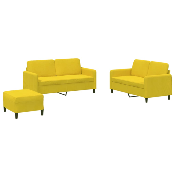 Set de canapele, 3 piese, galben, catifea