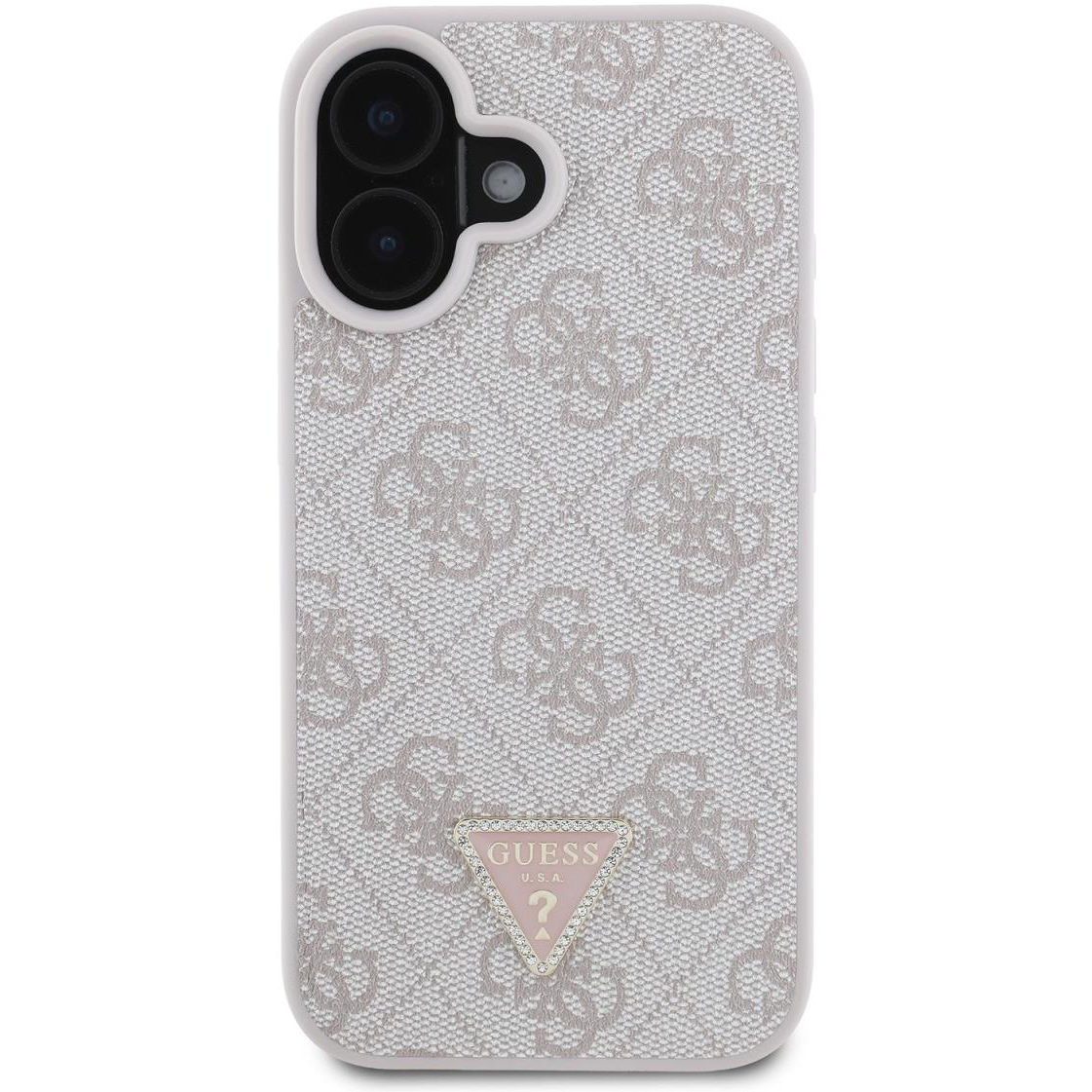 Guess PU 4G Strass Triangle Metal Logo iPhone 16 Pink tok (GUHCP16SP4TDPP)