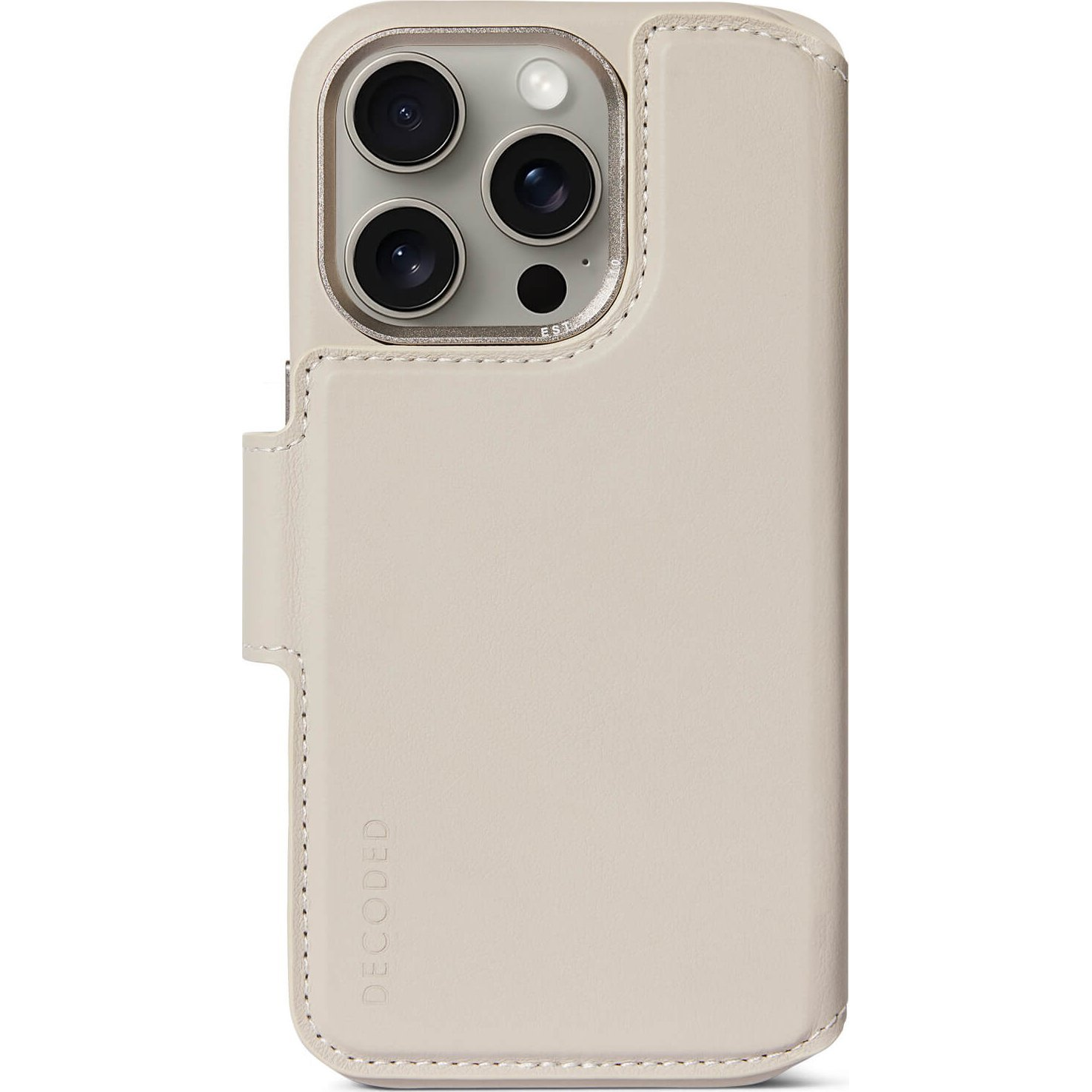 Decoded iPhone 15 Pro Max Bőr pénztárca Flip telefon tok - Bézs (D24IPO15PMDW5CY)