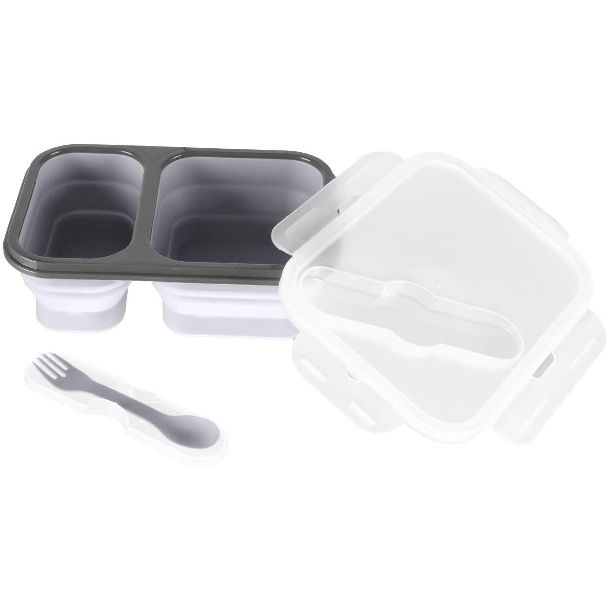 Zopa Snack doboz + evőeszközök, nagy, Dove Grey (8595114461356)