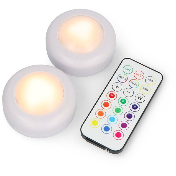 Zestaw lampek LED RGBW z pilotem - KC007 - 16 kolorów - 62,2x27,6mm - 2szt. - Bambu Lab}