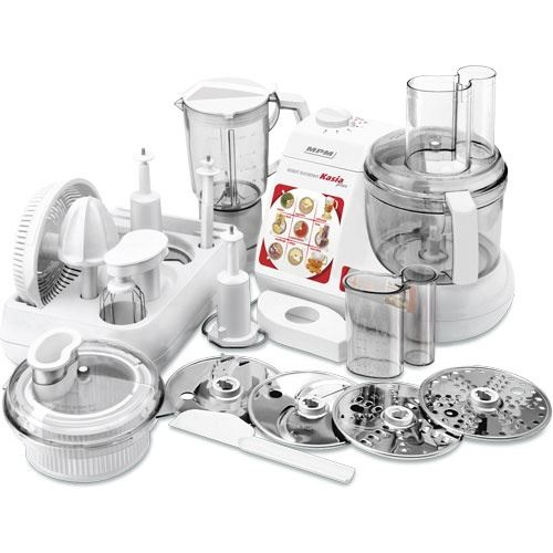 Robot de bucatarie MPM KASIA PLUS MRK-11, 800W, 13.100 rotatii/min, 3 trepte de viteza, functie PULSE, taiere, amestecare, feliere, sfaramare, tocare, stoarcere, argintiu