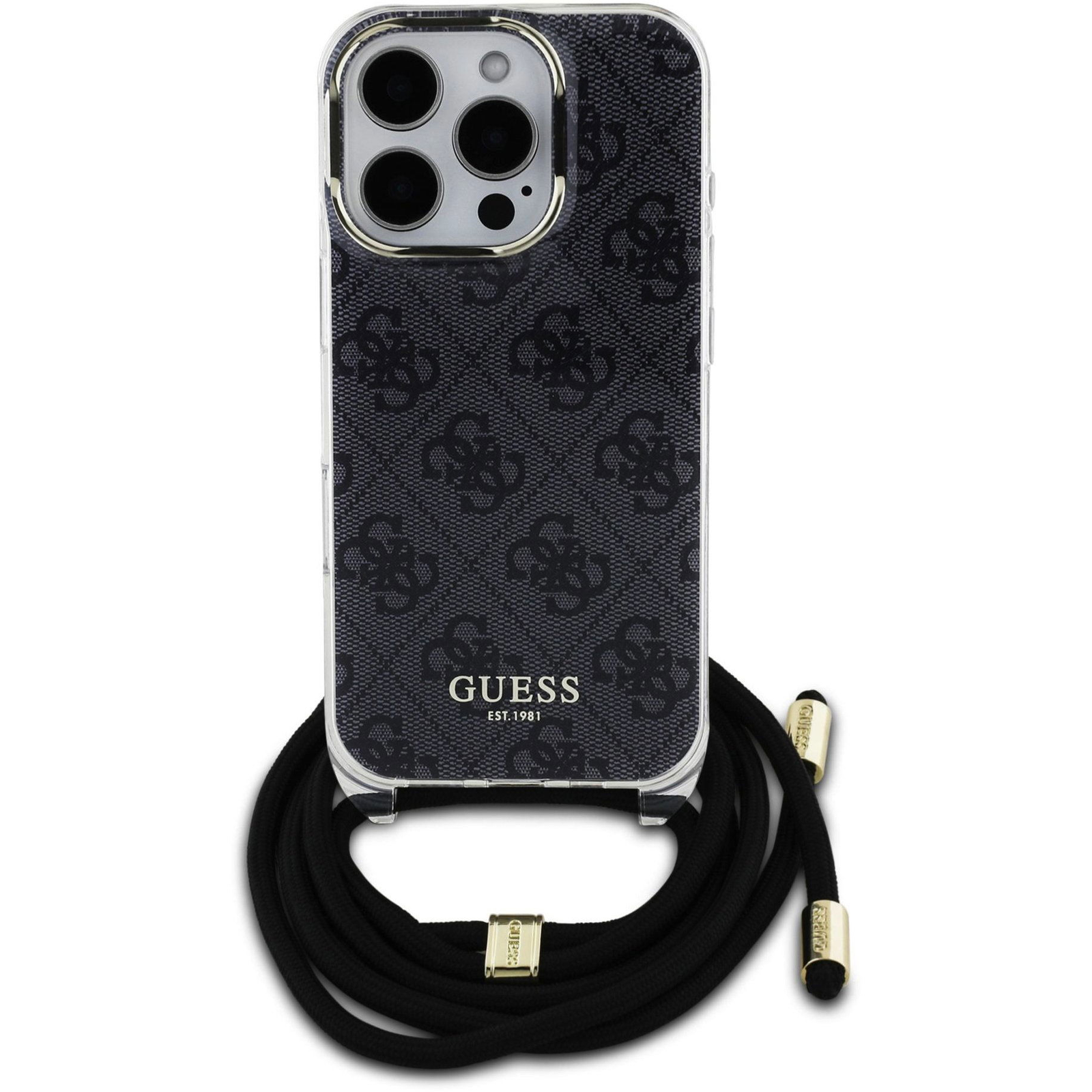 Guess IML 4G Printed Crossbody iPhone 16 Pro fekete keresztpántos tok (GUHCP16LHC4SEK)
