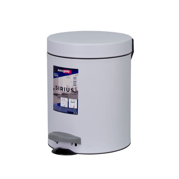 Eurogold Sirius 5 literes pedálos műanyag szemetes - Fehér (801205 WHITE)