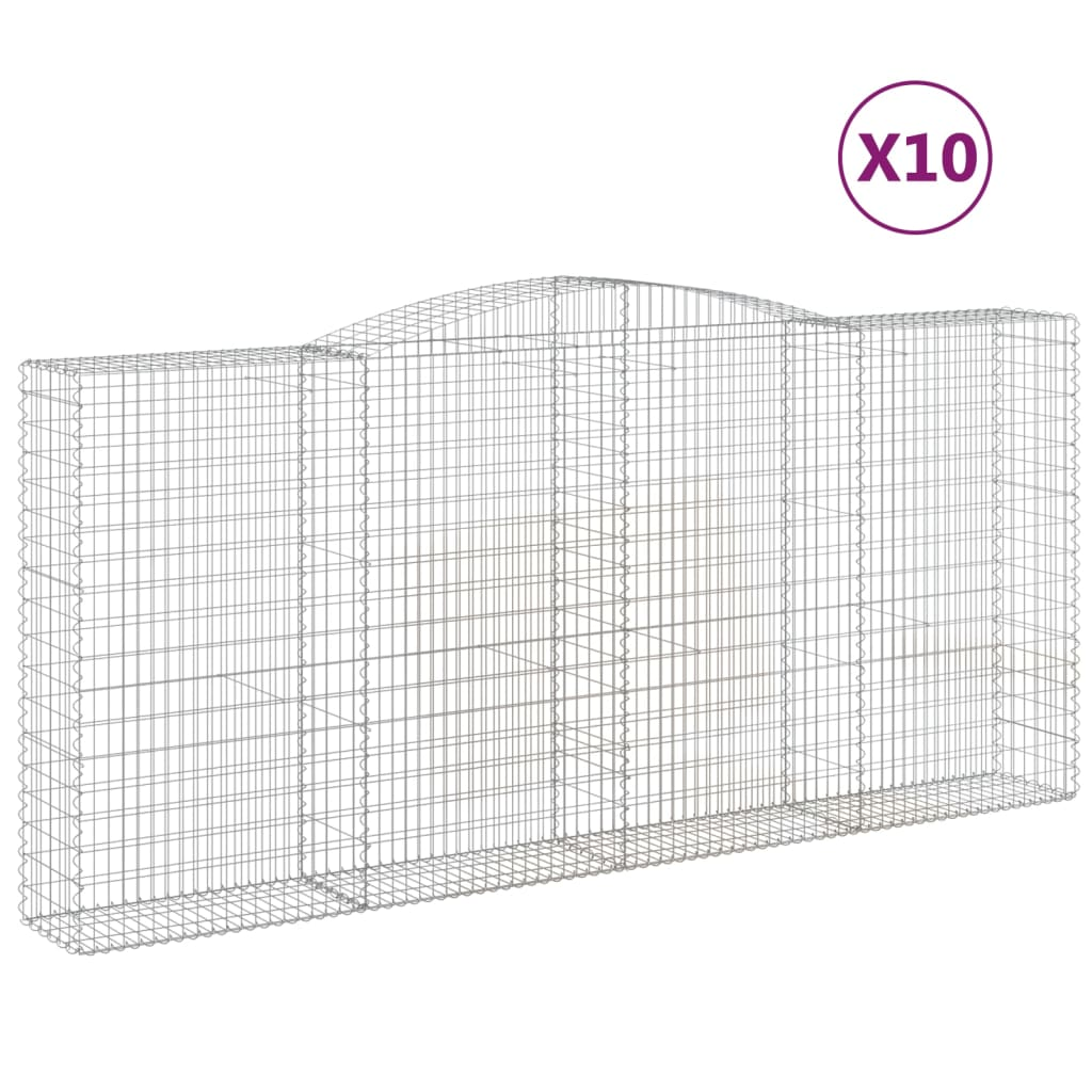 10 db íves horganyzott vas gabion kosár 400x50x180/200 cm (3147056)