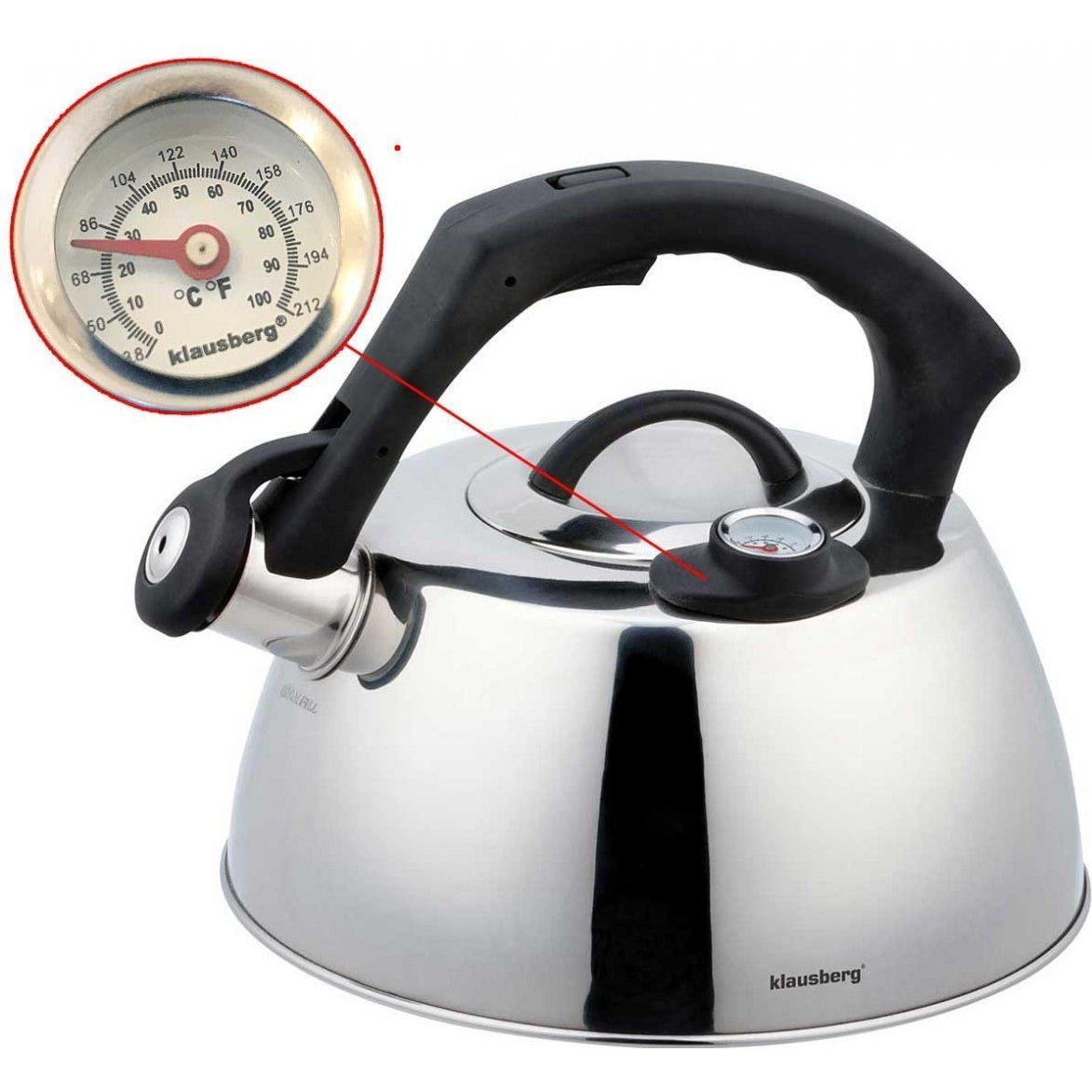 Klausberg KB-7370 Sípszóval Inox Vízforraló, 3L (KB-7370)