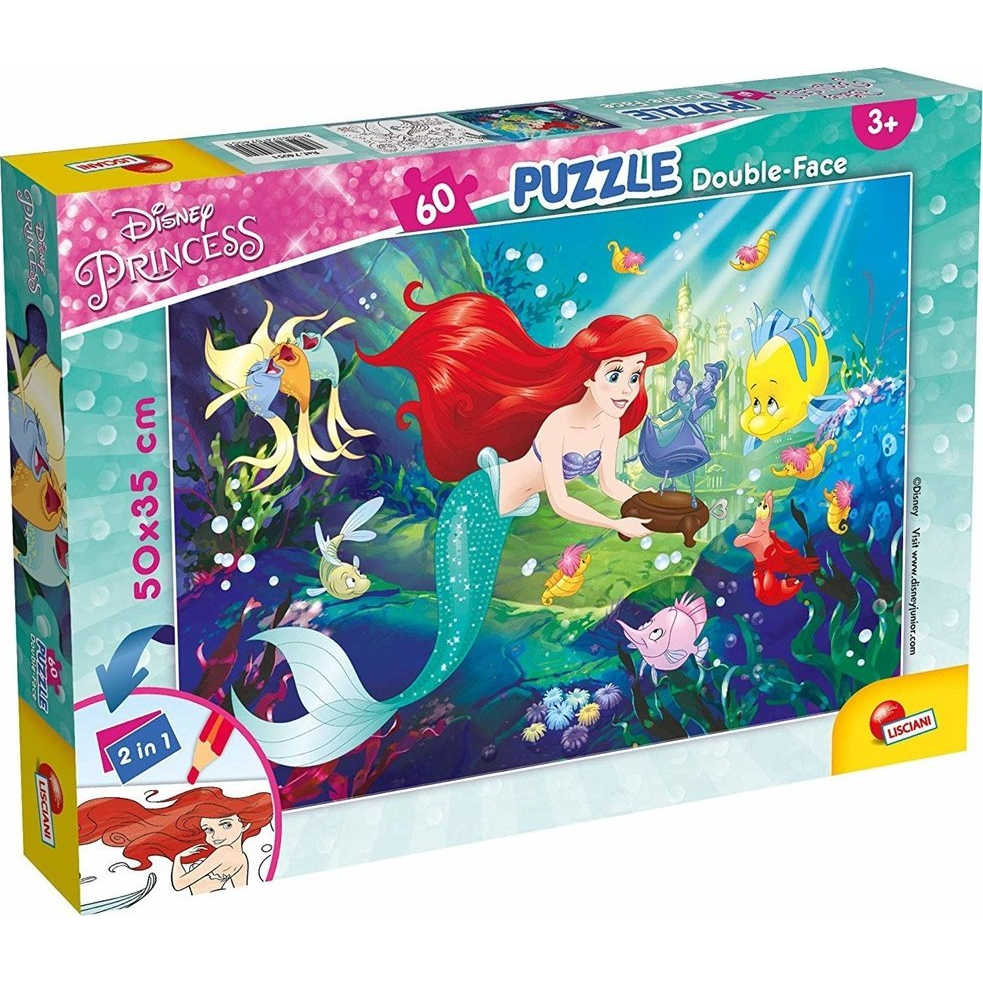 Ariel a kis hableány 2 az 1-ben 60db-os puzzle és színező 50x35cm - Lisciani (304-74051)