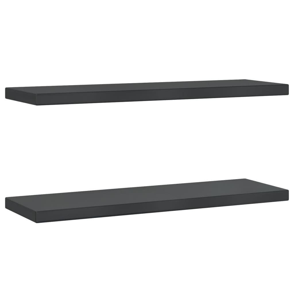 2 db fekete rozsdamentes acél fali polc 75 x 23,5 x 3 cm (30292)