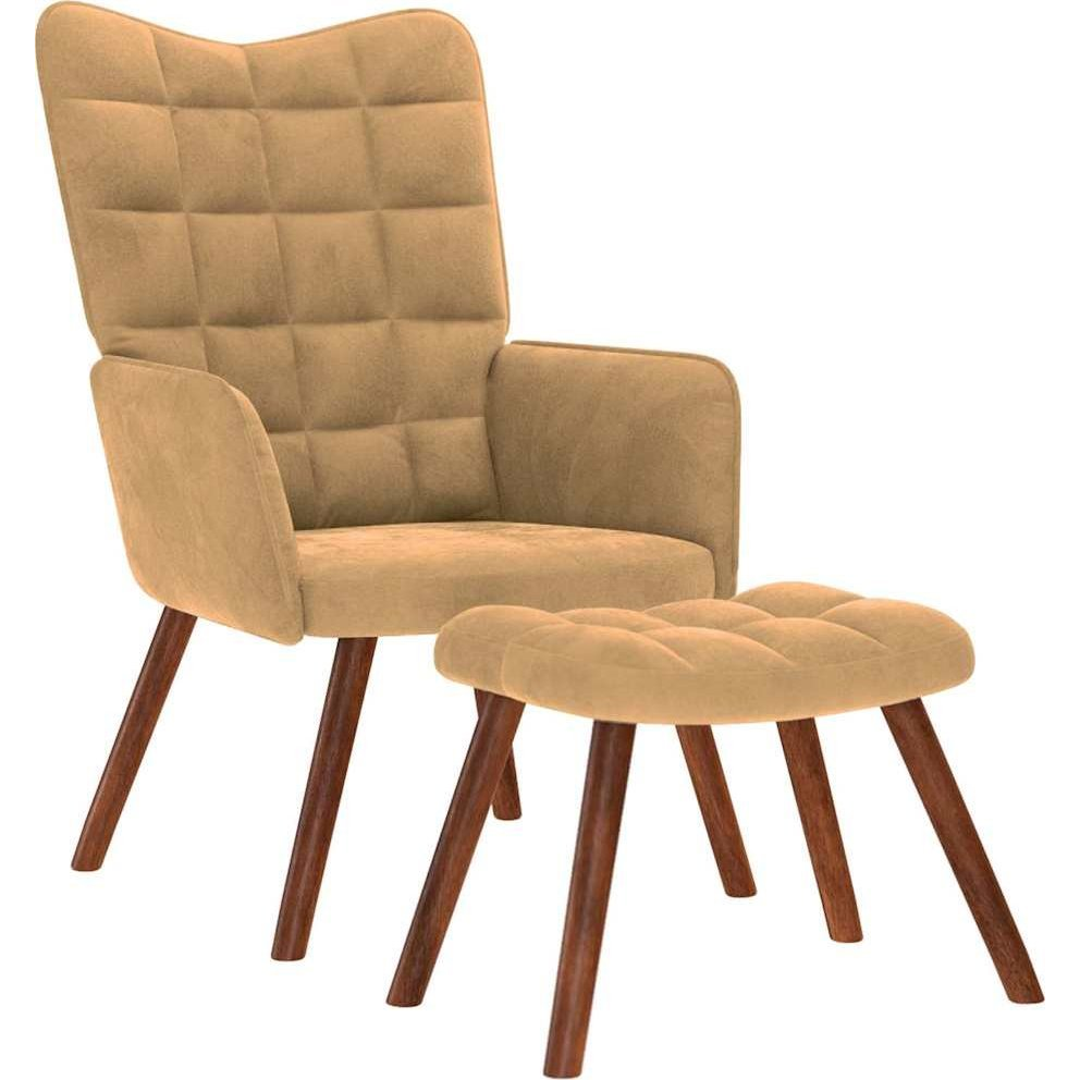 barna bársony pihenőfotel lábtartóval (4016829)