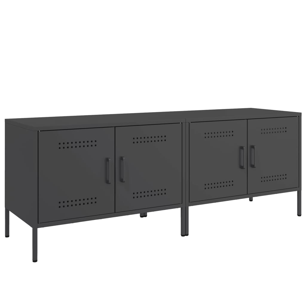 2 db fekete acél TV-szekrény 68 x 39 x 50,5 cm (842935)