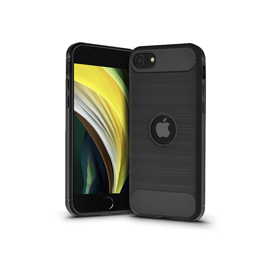 Apple iPhone SE 2020/SE 2022 szilikon hátlap - Carbon Logo - fekete (PT-5977)