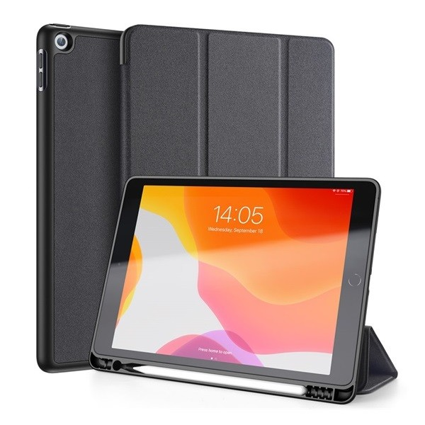 Apple iPad 10.2 (2019 / 2020 / 2021), mappa tok, Smart Case, Apple Pencil tartóval, Dux Ducis Domo, fekete (RS91042)