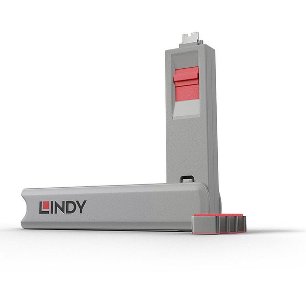 Lindy 40425 poortblokker Poortblokker + sleutel USB Type-C Roze 5 stuk(s)