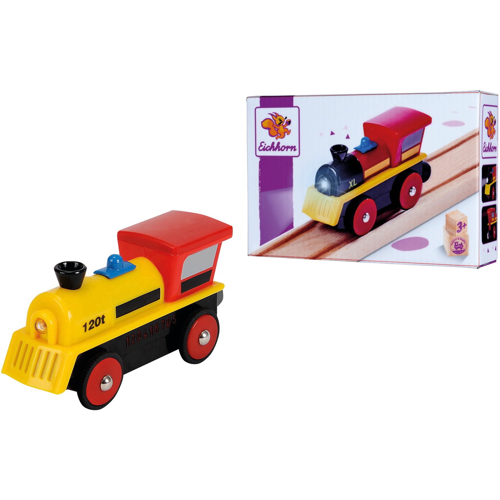 Eichhorn Elemes vonat beépített világítással Fa vonatpályához (100006601)