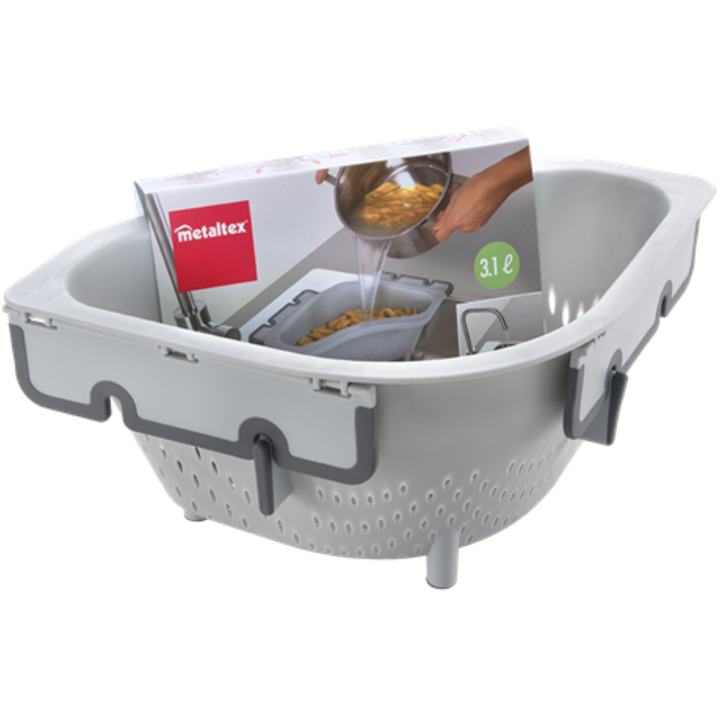 Metaltex MX185023 Műanyag Szűrő-zöldségmosó tál Ø 25 cm - Szürke (MX185023)