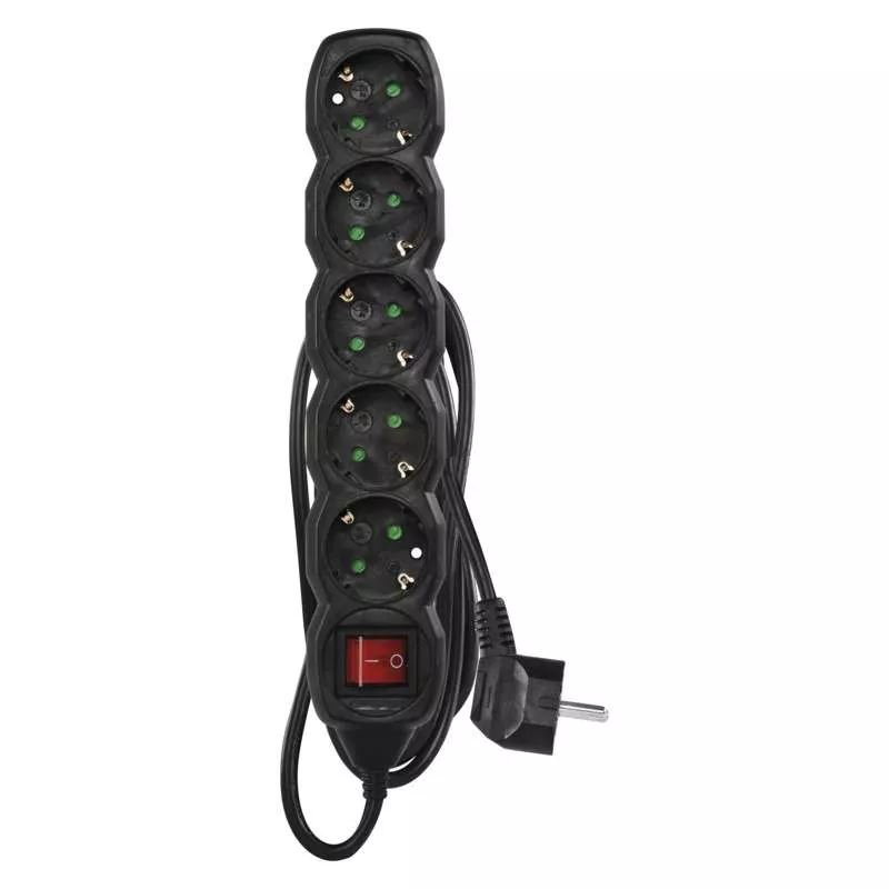 Emos PC1521R hálózati elosztó kapcsolóval 5-aljzat 1.5m fekete (PC1521R)