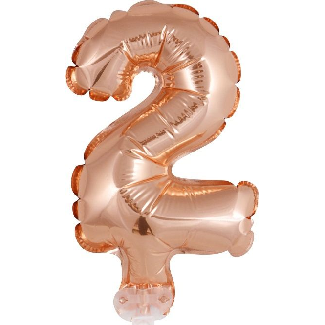 Szám Fólia Lufi Tortára - 13 cm, 2-es, Rose Gold (GODA1977)