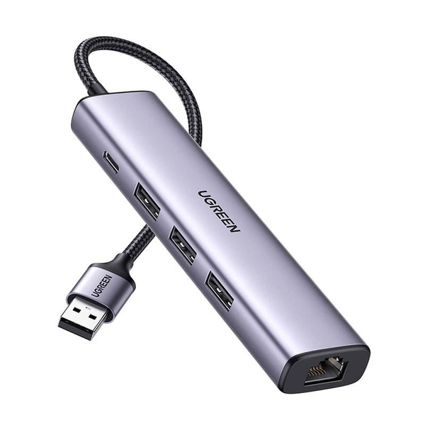 UGREEN Adaptér 5v1 USB-A na 3x USB 3.0 RJ45 USB-C