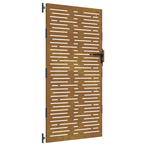 négyszögmintás corten acél kerti kapu 85 x 200 cm