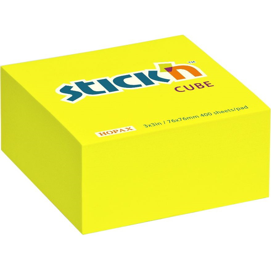 Stick'N 76x76mm öntapadó jegyzettömb - Neon sárga (400 lap / tömb) (21010)