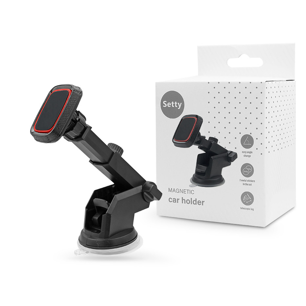 Setty univerzális műszerfalra/szélvédőre helyezhető mágneses autós tartó - Setty MUS-T3 Magnetic Car Holder - fekete (SE094810)