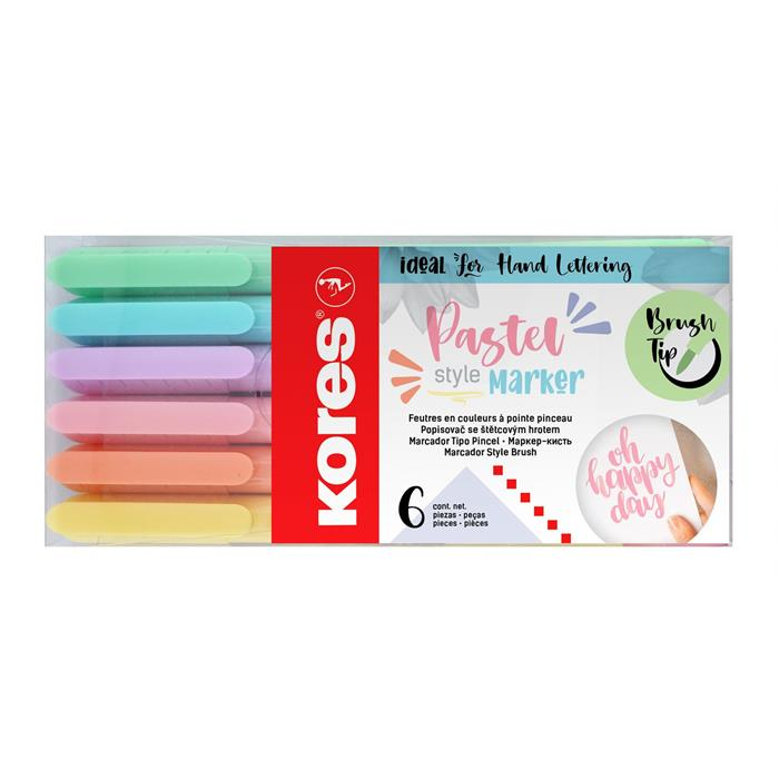 Kores Pastel Style Ecsetirón készlet - Vegyes színek (6 db / csomag) (21462)