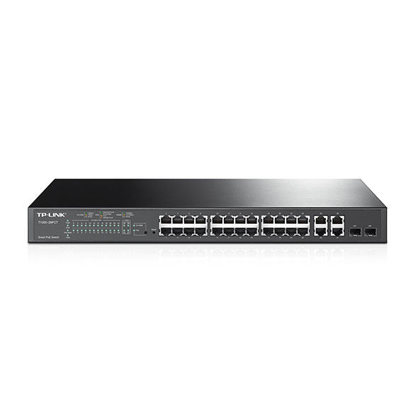TP-Link T1500-28PCT netværksswitch Administreret L2 Fast Ethernet (10/100) Strøm over Ethernet (PoE) 1U Sort