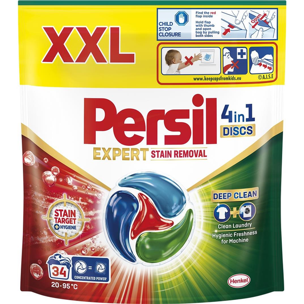 Капсули за пране Persil DISCS 4в1, за премахване на петна, 34 пранета