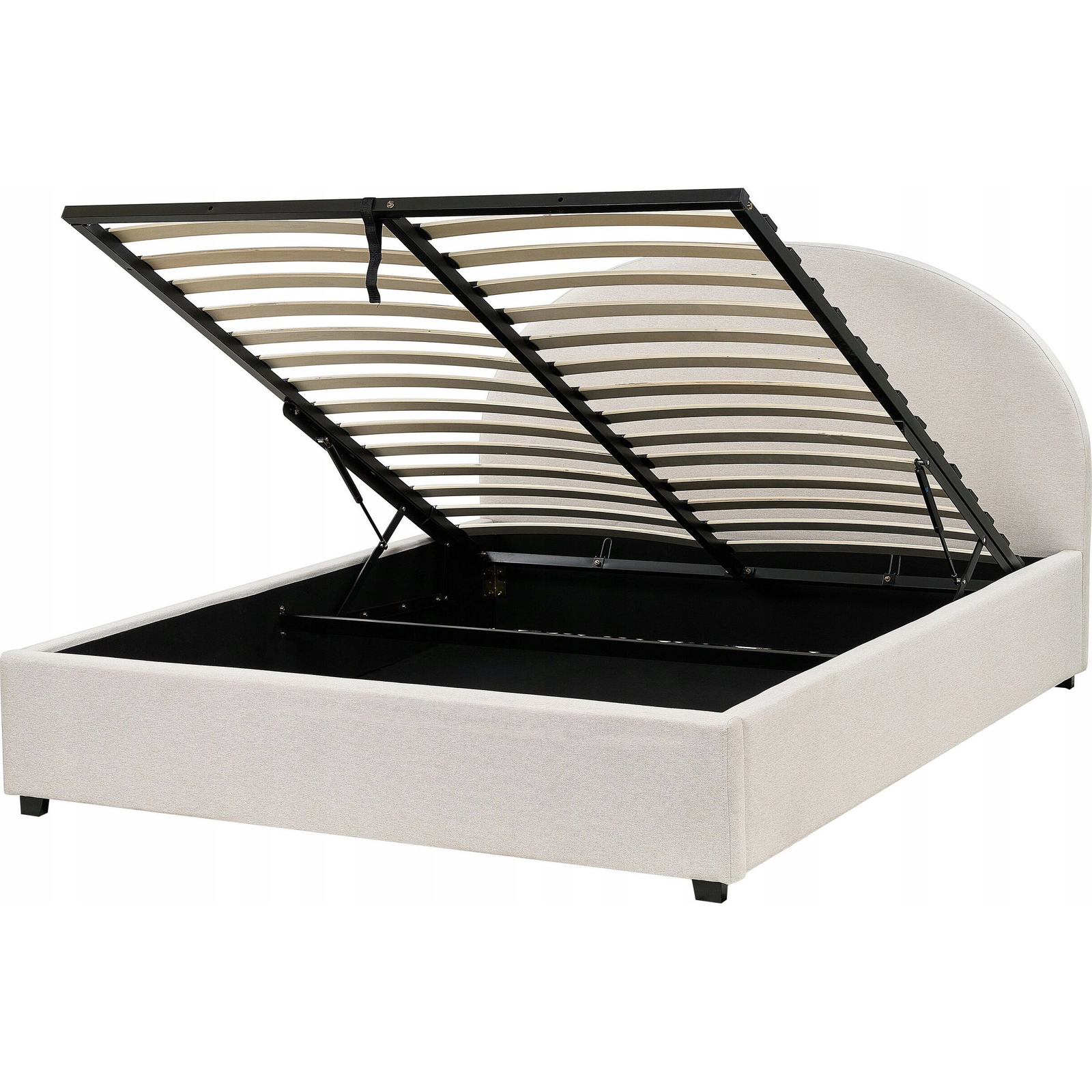 Cama Con Almacenaje De Poliéster Beige Claro 160 X 200 Cm Otomana Vaucluse - Beige