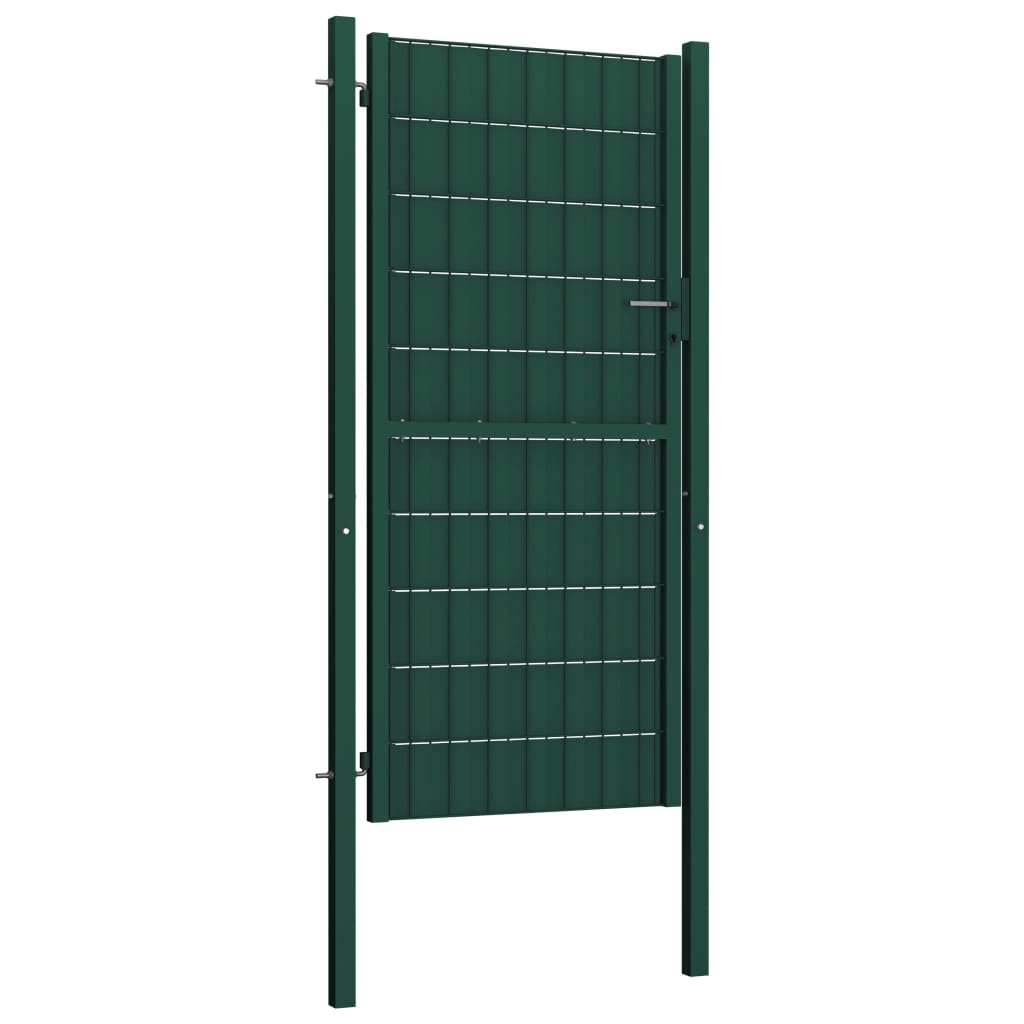 zöld PVC és acél kerítéskapu 100 x 124 cm (145229)