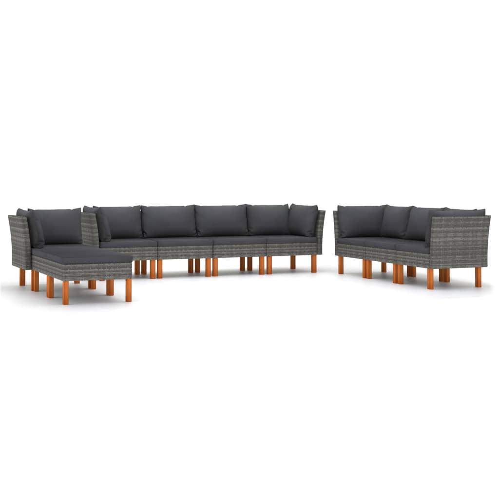 10 részes szürke polyrattan kerti ülőgarnitúra párnákkal (3059723)