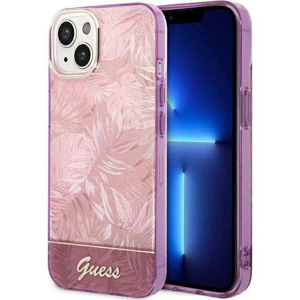 Guess Jungle Apple iPhone 14 Plus hátlap tok, rózsaszín (GUE2107)