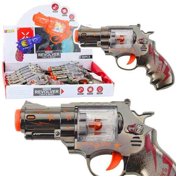 Lean Toys Toy Gun Revolver Magazin Golyókkal Fények Hangok