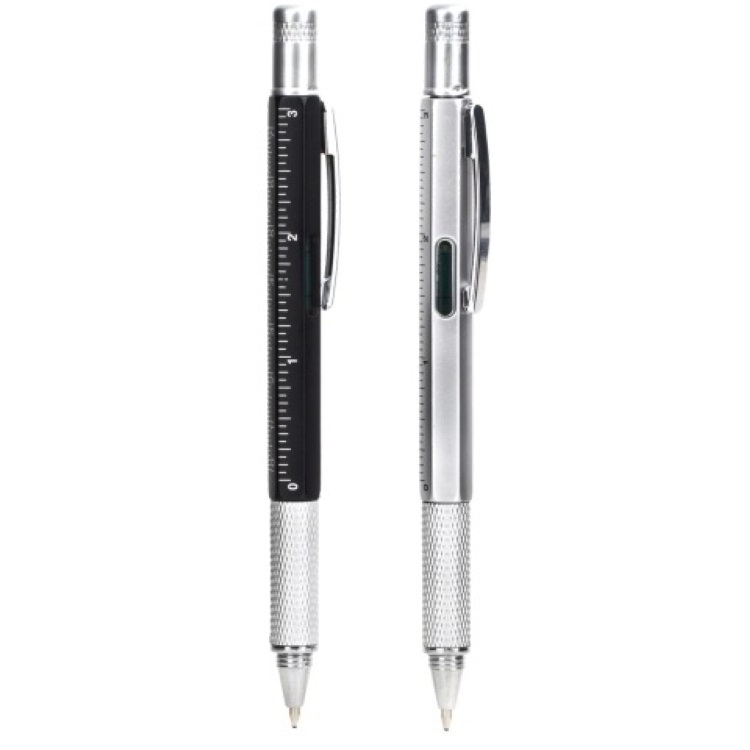 Kikkerland Négy funkciós Nyomógombos golyóstoll - Fekete/inox (4342)