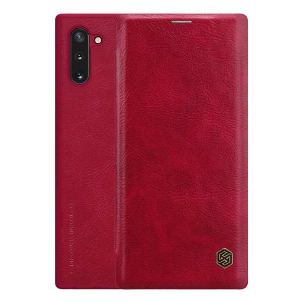 NILLKIN QIN tok álló, bőr hatású (FLIP, oldalra nyíló, bankkártya tartó) PIROS [Samsung Galaxy Note 10 (SM-N970F)] (5996457898107)