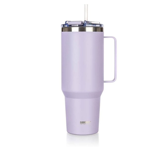 Stalowy Kubek Termiczny Termos 1200ml Z Rączką I Słomką Banquet Twain Lila
