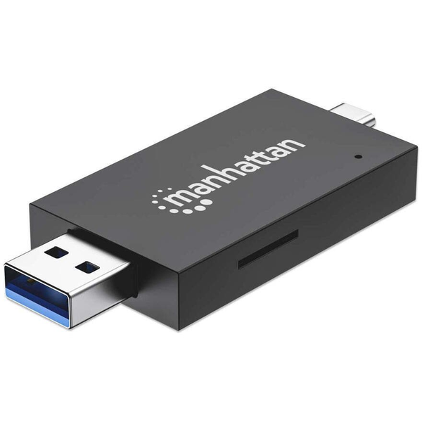Manhattan 102735 geheugenkaartlezer USB 3.2 Gen 1 (3.1 Gen 1) Type-A/Type-C Zwart, Transparant