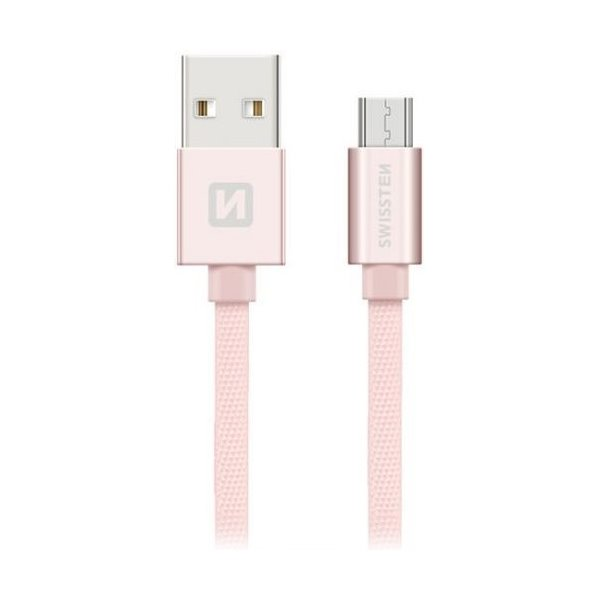 Swissten 71522305 USB-A apa - Micro USB apa Adat- és Töltőkábel 2m - Rózsaszín