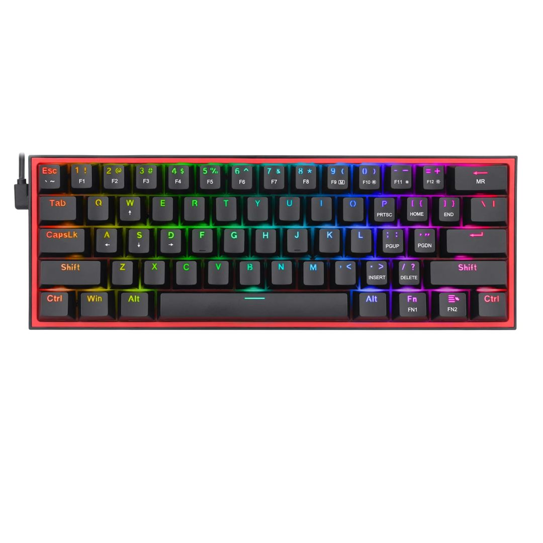 Клавиатура Redragon Fizz — K617-RGB_RED_HU, унгарска подредба, червено-черна