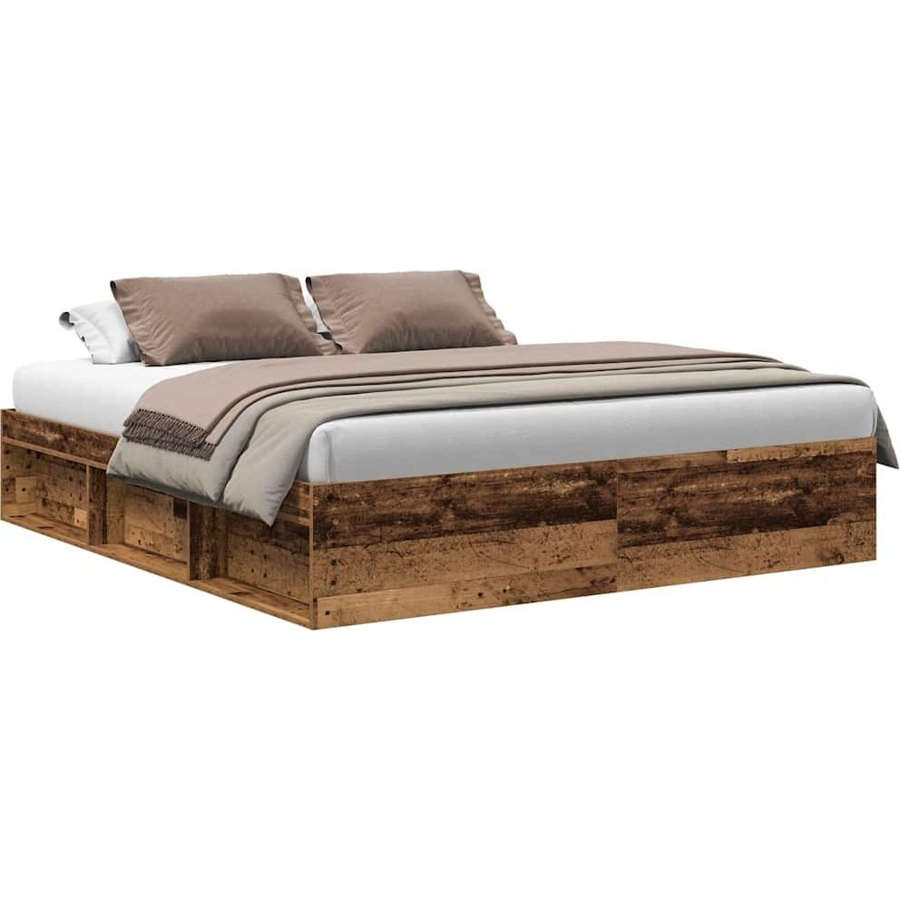 antik fa szerelt fa ágykeret matrac nélkül 200x200 cm (3328869)