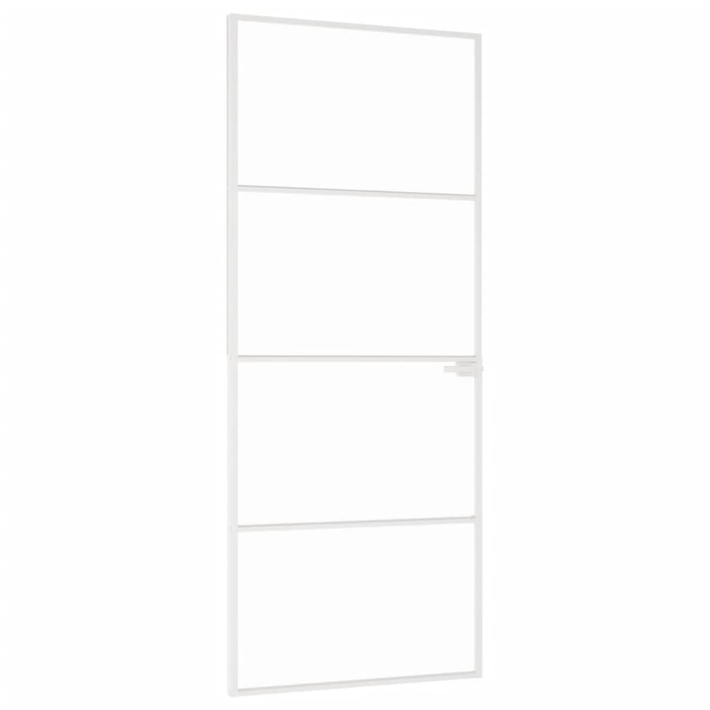 fehér edzett üveg és alumínium vékony beltéri ajtó 83x201,5 cm (153667)