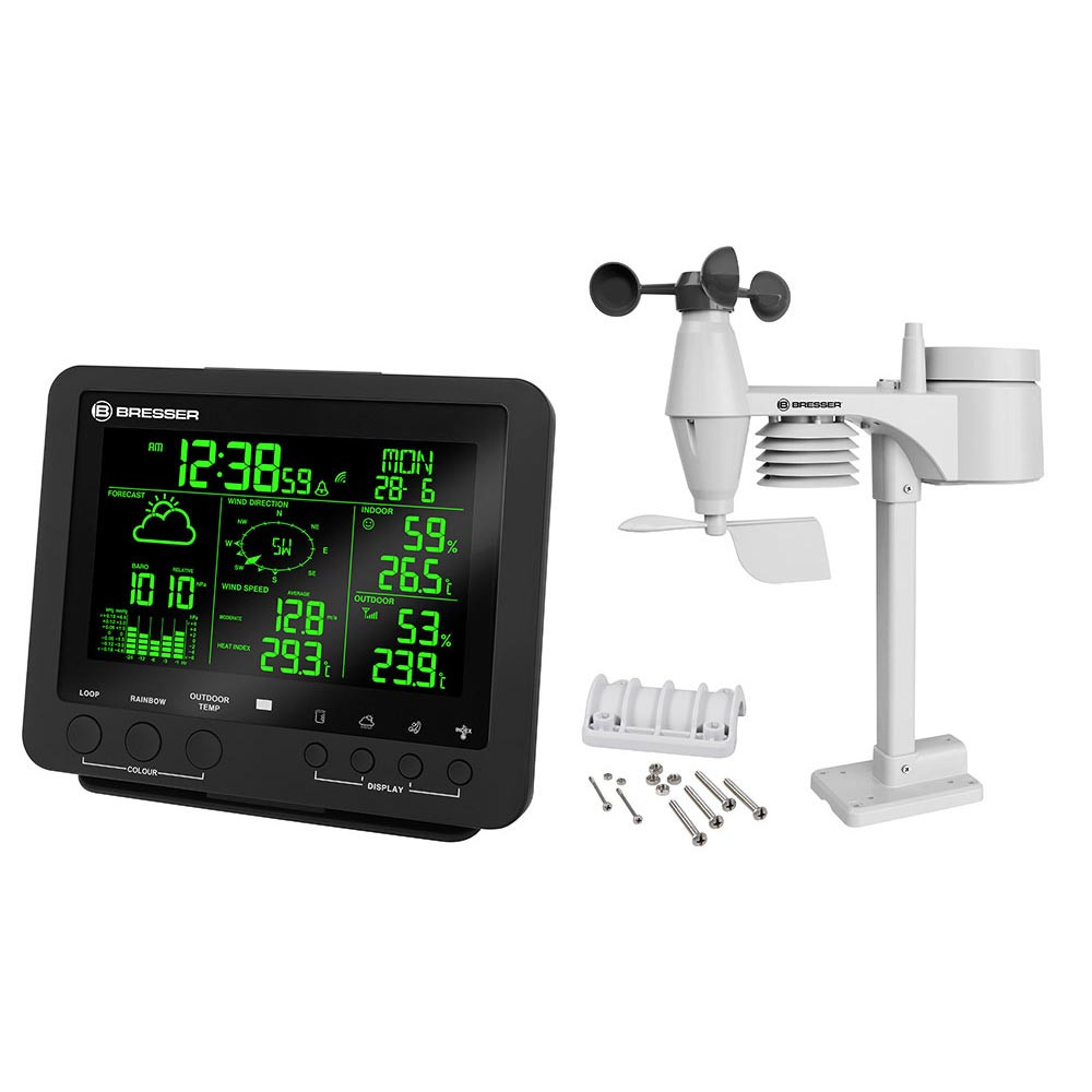 Bresser Optik 5 az 1-ben színes kijelzős időjárás állomás, fekete (73260) (73260)