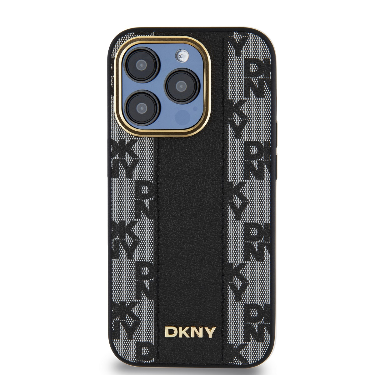 DKNY iPhone 15 Pro MagSafe kockás mintás PU Bőr Telefon tok - Fekete (DKHMP15LPCPVSLK)