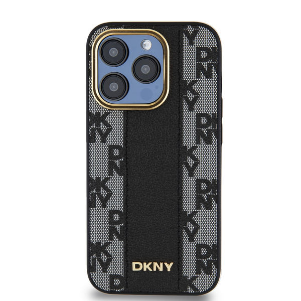 DKNY USNJENI OVITEK KARIRANO ZA MAGSAFE CASE OVITEK ZA IPHONE 15 PRO ČRN