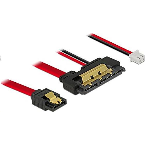 Кабел за данни + SATA захранване 22 пина 5V 6 Gb / s с щипки към захранване 2 пина + SATA 7 пина 30 см, Delock 85242