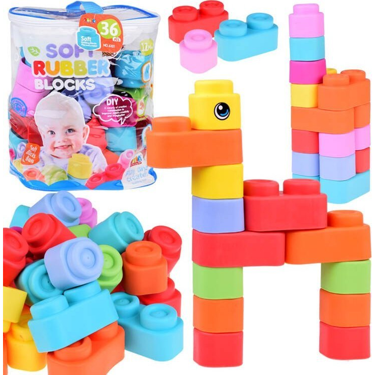 Puha Gumi Építőkészlet - 36 Darabos